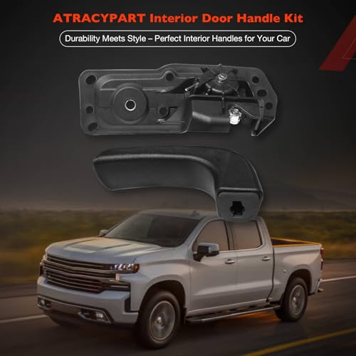 ATRACYPART Interior Door Handle Kit Front Left Drivers Side | for 2007-2014 Chevy Silverado, Tahoe, Suburban, Avalanche, GMC Sierra, Yukon, Yukon XL, Cadillac Escalade | Replaces# 20833606, 80374
