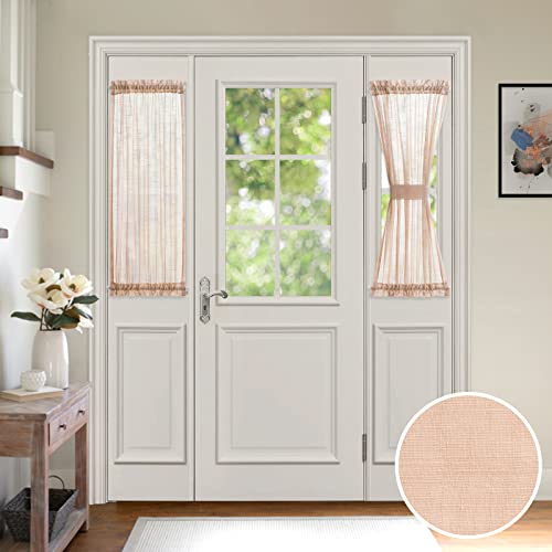 MIULEE Solid Blush Pink Door Curtain 2 Panels for Light Filter Semi Sheer Window Sheer for Half Sidelight French Door 1 Pair 25 x 40 Inches