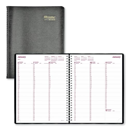 Brownline 2024 Essential Weekly Planner, Appointment Book, 12 Months, January to December, Twin-Wire Binding, 11" x 8.5", Black (CB950.BLK-24)