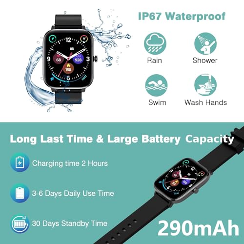 Smart Watch Full Touch Smart Watches for Android iOS Phones Compatible (Answer/Make Call) Smart Fitness Tracker Watch for Women Man Waterproof Smartwatch with Sleep/Heart Rate/sports/Step (Black)