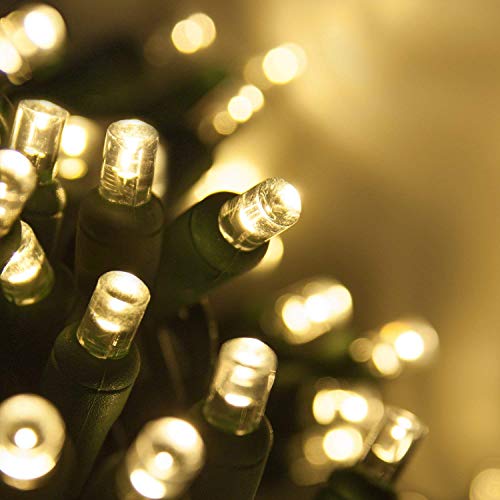 50 5mm LED Warm White Christmas Lights, 17' Indoor-Outdoor Christmas String Lights Mini Light Set White Christmas Lights Green Wire