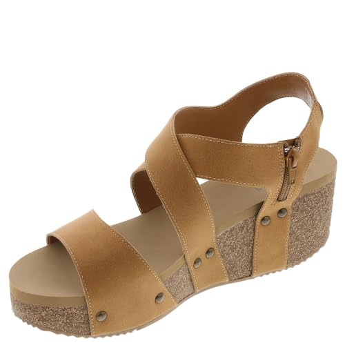 VOLATILE Womens Sunkissed Wedge Sandal, Mustard, 6 US