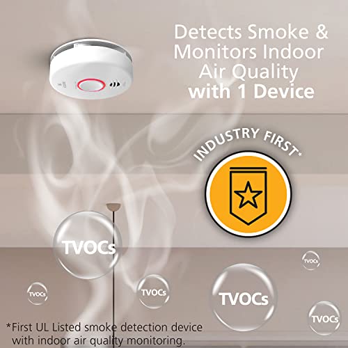 Kidde Smart Smoke Detector & Indoor Air Quality Monitor, WiFi, Alexa Compatible Device, Hardwired w/Battery Backup, Voice & App Alerts