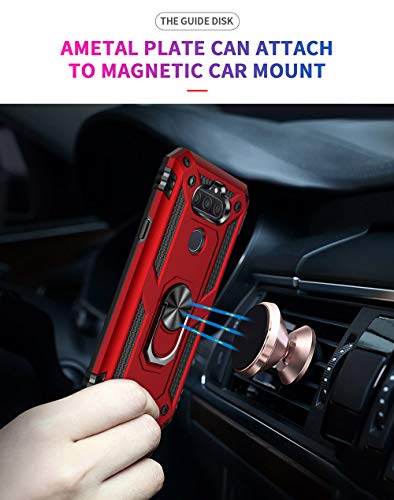 Dionsibei Military Grade Drop Impact for LG Aristo 5 Case LG Phoenix 5/Fortune 3/K300/LG Aristo 5+ Plus/LG K31 Case Metal Rotating Ring Kickstand Armor Heavy Duty Cover Aristo 5+ Plus Case (Black)