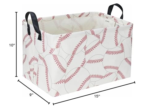 Sanjiaofen Rectangular Baseball Basket, Sport Basket for Kids,Kids Basket, Boys Storage bins with Handles.Clothers,Toys,Books,Kid's Gifts Storage. (Baseball)