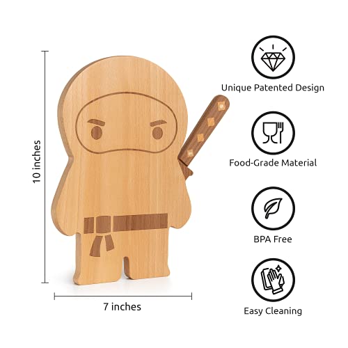 NEW!! Cutting Board & Knife Set by OTOTO - Wooden Cutting Boards for Kitchen - Housewarming Gift, Small Cutting Board Wood, Funny Kitchen Gadgets, Cooking Gifts