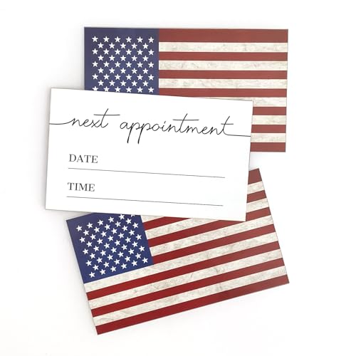 RXBC2011 100 Pack Patriotic American Flag Appointment Reminder Cards 2x3.5 Inches