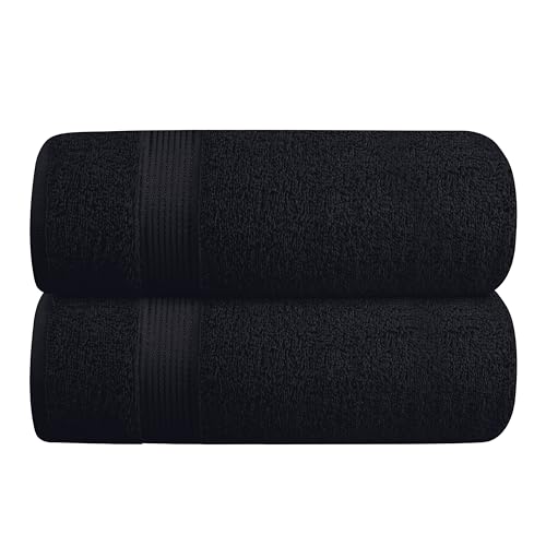 Belizzi Home Cotton 2 Pack Oversized Bath Towel Set 28x55 inches, Large Bath Towels, Ultra Absorbant Compact Quickdry & Lightweight Towel, Ideal for Gym Travel Camp Pool - Mineral Blue