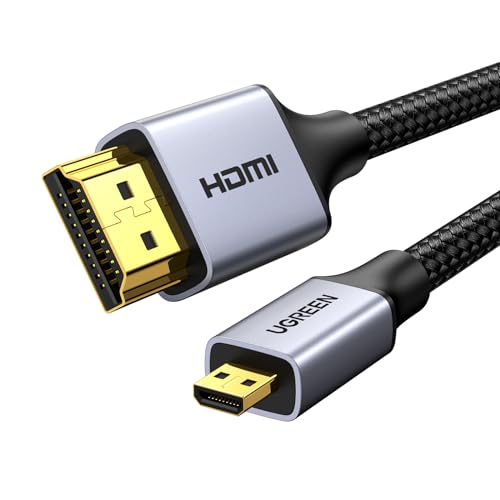 UGREEN 4K Micro HDMI to HDMI Cable 3.3FT, Aluminum Shell Braided 18Gbps 4K 60Hz HDR 3D ARC Compatible with GoPro Hero 7 6 5 Raspberry Pi 5 Portable Monitor Camera Nikon Yoga 3 Pro