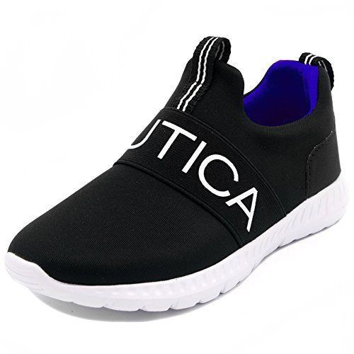 Nautica Kids Boys Youth Athletic Fashion Sneaker Running Unisex-Child Racer Shoe -Slip On- Little Kid/Big Kid-Canvey Youth-Black-13