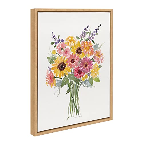 Kate and Laurel Sylvie Bright and Sunny Bouquet Framed Canvas Wall Art by Patricia Shaw, 18x24 Natural, Decorative Fall Wall Décor