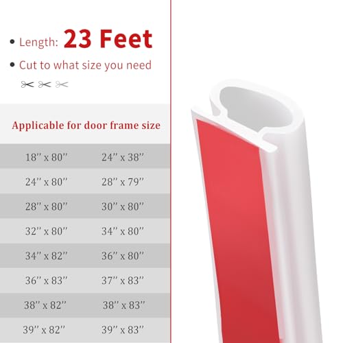 BISOTHAI 23 Feet Rubber Door Weather Stripping Door Seal Strip, Self-Adhesive Rubber D-Shape Door Weatherstripping Sealers for Door Frame Soundproofing Insulation Large Gap(Brown)