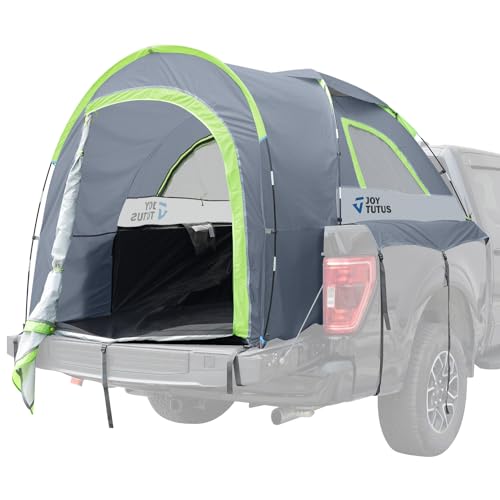 JOYTUTUS Truck Tent with Rainfly 5.5Ft-6Ft, Straight Spacious Truck Bed Tent with Sky View Mesh, Waterproof PU2000mm Double Layer for 2 Person