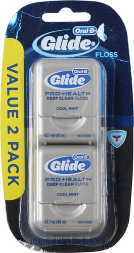 Oral-B Glide Pro-Health Deep Clean Dental Floss, Cool Mint, 40 m, Pack of 2