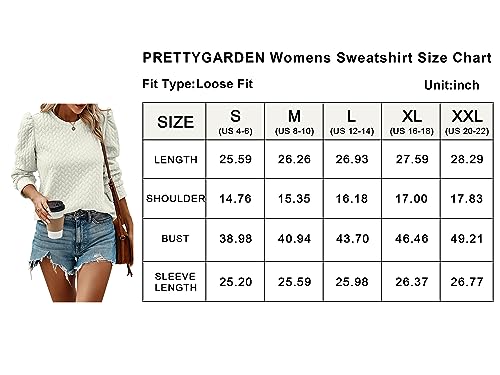 PRETTYGARDEN Fall Outfits Women Trendy Puff Sleeve Sweatshirts Crewneck Twist Texture 2024 Warm Winter Pullover Tops (Apricot,S)