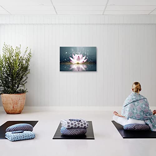 DOARTDO Lotus Flower Canvas Print Zen Wall Art Spa Pictures Decor Floral Blooming Painting Yoga room Bathroom Bedroom Decor Frame (Lotus Flower, 12x18inch (30x45cm))