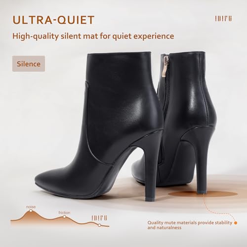 IDIFU Black Ankle Boots for Women High Heel Pointed Toe Boots Side Zipper Stiletto Booties (Black Suede, 12 M US)