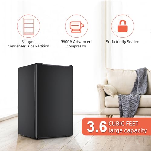 Tymyp Upright Freezer 3.6 Cu.ft Mini Freezer with Reversible Single Door, Undercounter Small Freezer with 3 Adjustable Thermostat for Home/Dorms/Apartment/Office (Stainless Steel)