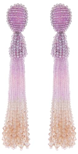 Oscar de la Renta, Beaded Ombre Tassel Clip-On Earrings, Purple