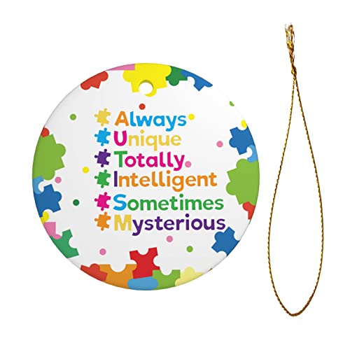 Autism Awareness Christmas Ornaments Autism Puzzle Ornaments 3" Xmas Tree Ornaments Decorations Gifts for Women Men Friends