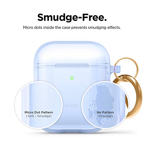 elago Clear Airpods Case with Keychain Designed for Apple Airpods 1 & 2 (Aqua Blue)