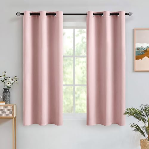 MIULE Christmas Blackout Curtains 96 Inches Long for Bedroom Living Room Thermal Insulated Room Darkening Grommet Top Solid Light Blocking Drapery Set of 2 Window Panels Red