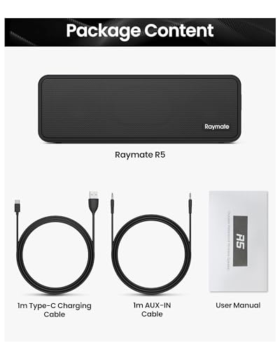 Raymate Bluetooth Speakers, 20W IPX7 Waterproof Speaker Wireless Bluetooth-V5.0, HiFi Stereo Sound, 1000mins Playtime, Portable Speaker for Home, Outdoor, Party