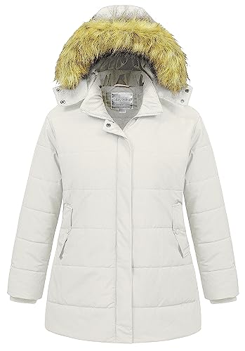 Chrisuno Women's Plus Size Hooded Warm Winter Parka Coat Long Thichkened Winter Jacket Puffer Jacket Army Green 1X