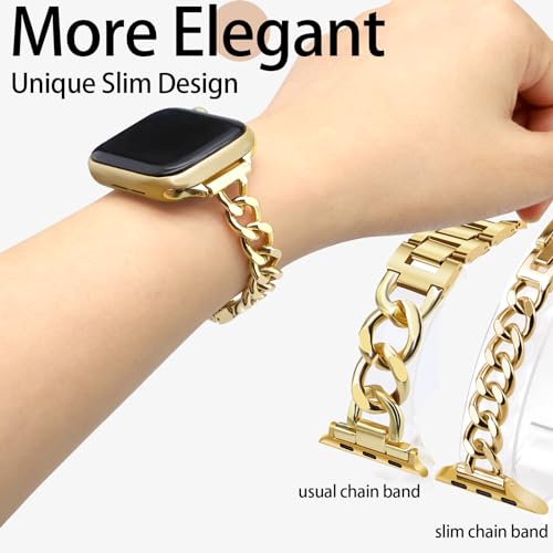 Slim Silver Band and 3Pc Bracelet Set Women Feminine Elegant Compatible with Apple Watch 42mm 44mm 45mm 46mm 49mm Adjustable Metal Strap Dressy Chain for iWatch Series 10/9/8/7/6/5/4/3/2/1/SE/Ultra1 2