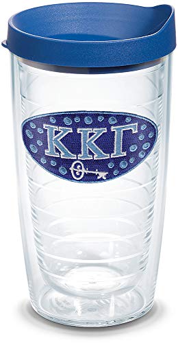 Tervis Sorority - Kappa Kappa Gamma Tumbler with Emblem and Blue Lid 16oz, Clear