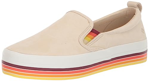 Sperry Women's Crest Twin Gore Platform Boat Shoe, White Stripe, 11