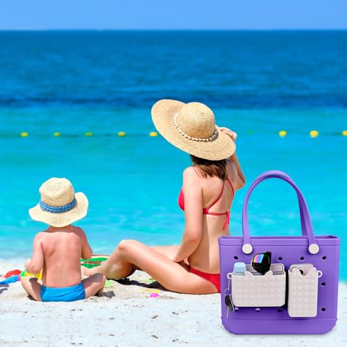 Haldane 2Pack Phone Holder for Bogg Bag, Silicone Organizer for Phone Sunglasses Key & Wallet, Simply Modern Beach Tote Bag Accessories, Bogg Bag Insert Blue