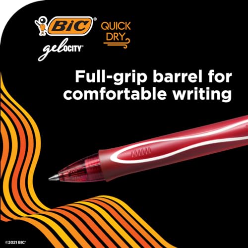 BIC Gelocity Quick Dry Black Gel Pens, Medium Point (0.7mm), 4-Count Pack, Retractable Gel Pens With Comfortable Full Grip