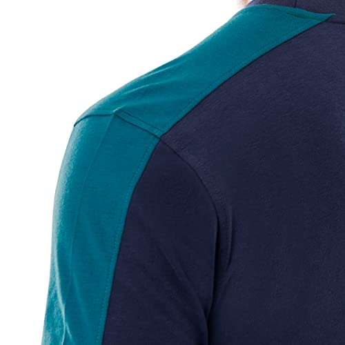 IZOD Men's Cotton Polyester Sueded Jersey Knit Short Sleeve Sleep Lounge T-Shirt, Navy/Turquoise, Small