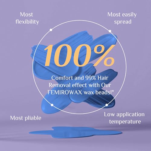FEMIROWAX Wax Beads, 1lb Hard Wax Beans for Hair Removal Sensitive Skin with Chamomile Formula Waxing Beads for Full Body Brazilian Bikini Face Eyebrow at Home Wax Refill for Women Men