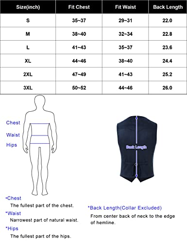 PJ PAUL JONES Men's Suede Leather Suit Vest Casual Western Wedding Vest Jacket Slim Fit Vests Waistcoat Black S