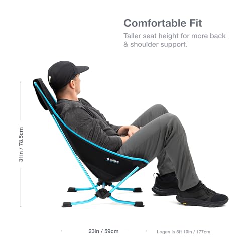 Helinox Beach Chair, 3.18lbs, Lightweight, Lower-Profile, Compact, Collapsible Camping Chair, Black, with Pockets