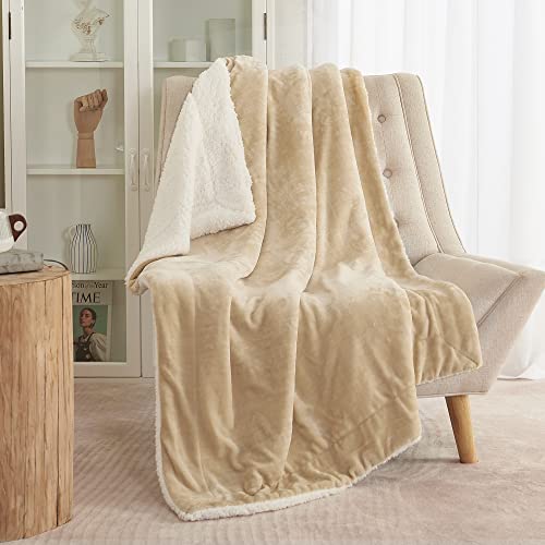 RYB HOME Green Sherpa Blanket Throw 90" x 108", King Size Super Soft Solid Reversible Velvet Blankets for Couch for Celebration Christmas, Hunter Green