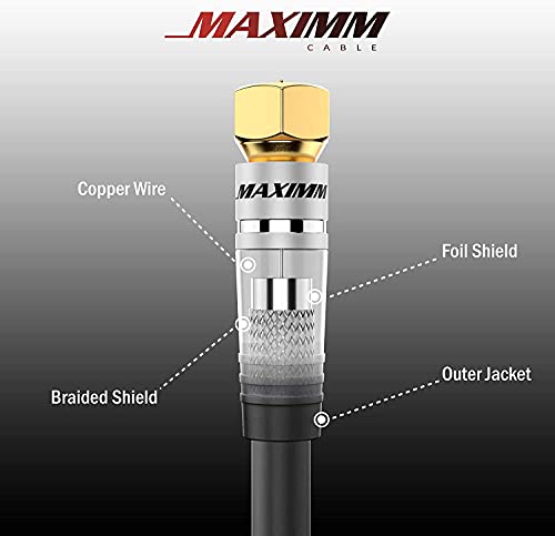 RG6 COAXIAL Cable - Triple Shielded, Non-Oxygen Copper Cable Wire for TV, Internet & More - Flexible Coax Cable Cord 50ft / Black