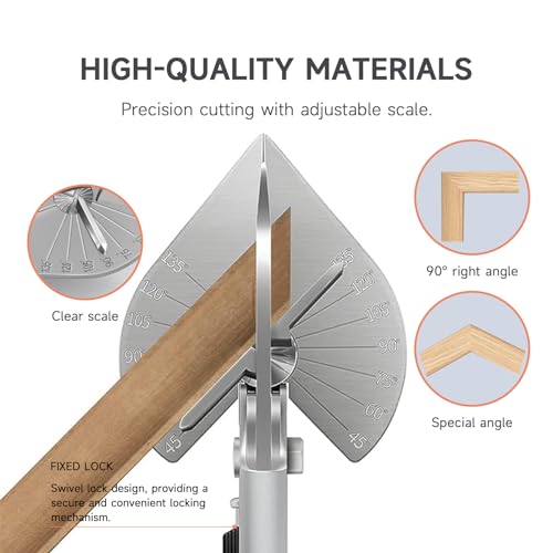 TOWOT Multi Angle Miter Shears, Angle Cutter Adjustable At 45 To 135 Degree With Safety Lock Miter Shears for Crafting, Plastic, PVC & Molding Trim, Angle Cutting Tool Including 2 Spare Blades