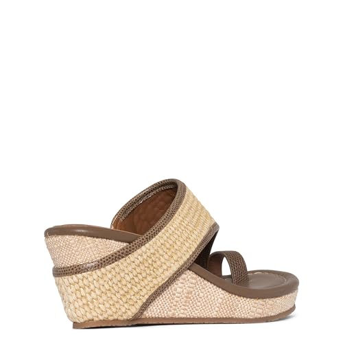 Donald Pliner GYER Metallic Print Heel Wedge Platform, Comfortable Women, Leather, Slide Sandals, Tomato-Lizard Suede, 9.5