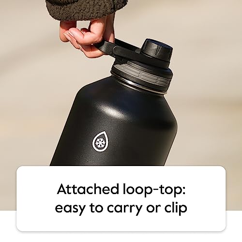 ThermoFlask 24 oz Double Wall Vacuum Insulated Stainless Steel 2-Pack of Water Bottles, Black / Malachite