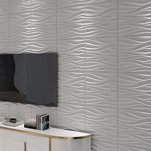 Art3d Textures 3D Wall Panels White Diamond Design for Interior Wall Decor Pack of 12 Tiles 32 Sq Ft (PVC)