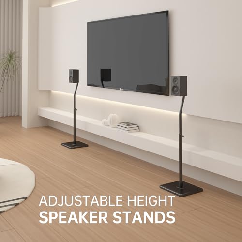 USX MOUNT Universal Speaker Stands, Height Adjustable Extend 30.0" to 39.1" for Satellite Speakers & Small Bookshelf Speakers up to 11 lbs Per Stand, 1 Pair Floor Stands for Sony Bose Polk JBL Yamaha