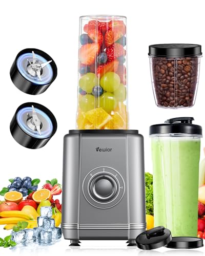 VEWIOR 1000W Blender for Shakes and Smoothies, Personal Blender with 6-Edge Blade, 22oz*2 BPA Free To-Go Cups, 3 Modes Control, Suitable for Kitchen, Ideal for Frozen Drinks, Sauces