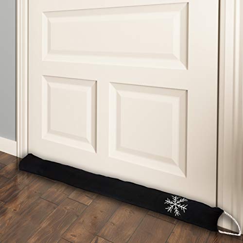 Cold Weather Door Draft Stopper - 36 Inch Door Snake Draft Stopper - Wind Blocker for Door Bottom and Window Sill (Black)