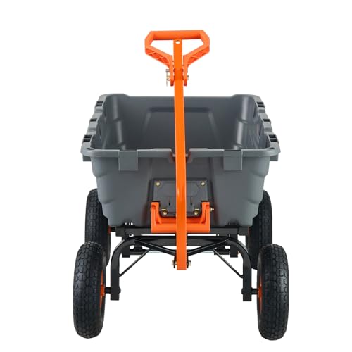 VEVOR 400lbs Steel Garden Dump Cart, Heavy Duty Yard Dump Wagon Utility Wagon with Removable Sides, Pullable Handle, Utility Liner, 10in All Terrain Wheels