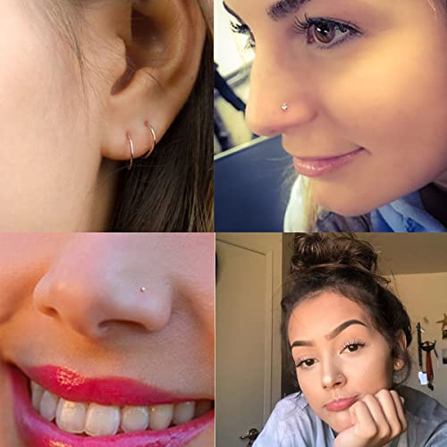 LuckyAmor 16PCS 20G Nose Rings Stainless Steel Set Gold Nose Rings with CZ Studs L Shape Nose Piercing Hoop Body Jewelry 16//17/20/28pcs (16PCS-Screw-Gold)