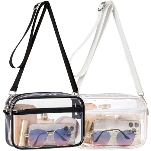 PACKISM Daisy Printed Clear Purse - Stylish Clear Bag for Stadium Events, PU Leather & PVC, Country Concert Outfits for Women, Brown