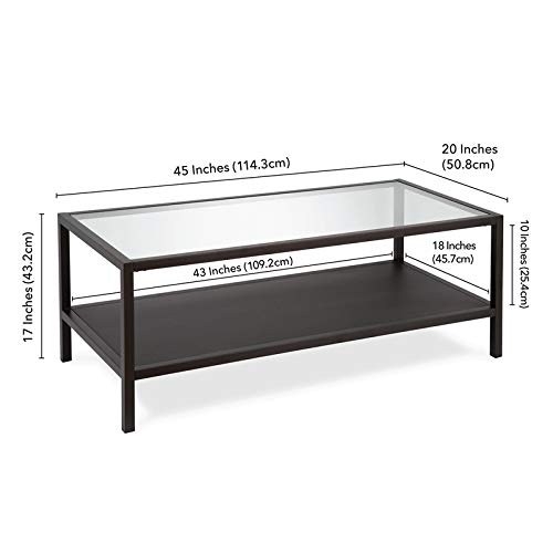 Henn&Hart 54" Wide Rectangular Coffee Table in Blackened Bronze, Modern coffee tables for living room, studio apartment essentials